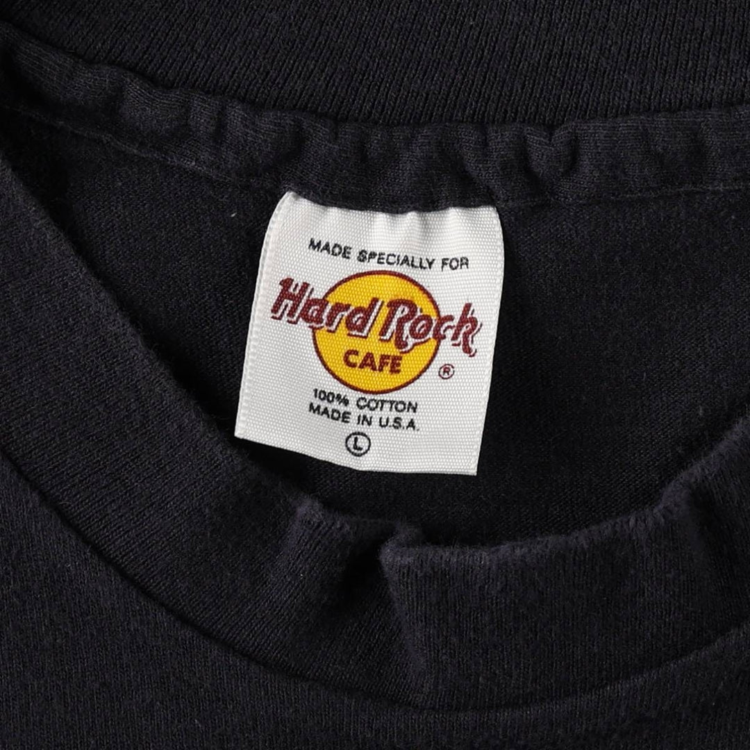 90'S HARD ROCK CAFE Hard Rock Cafe Advertising T-shirt Made in USA Men's L Vintage cotton navy blue type Vintage Second Hand