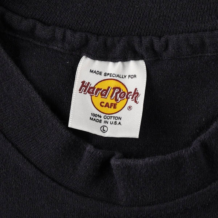 90'S HARD ROCK CAFE Hard Rock Cafe Advertising T-shirt Made in USA Men's L Vintage cotton navy blue type Vintage Second Hand