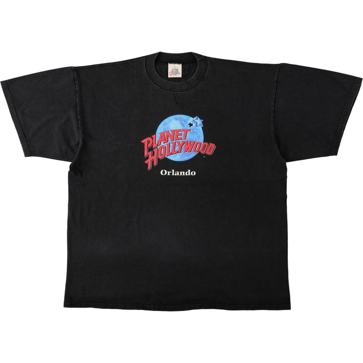 90'S PLANET HOLLYWOOD Advertising T-shirt Made in USA Men's XL Vintage cotton black type Vintage Second Hand