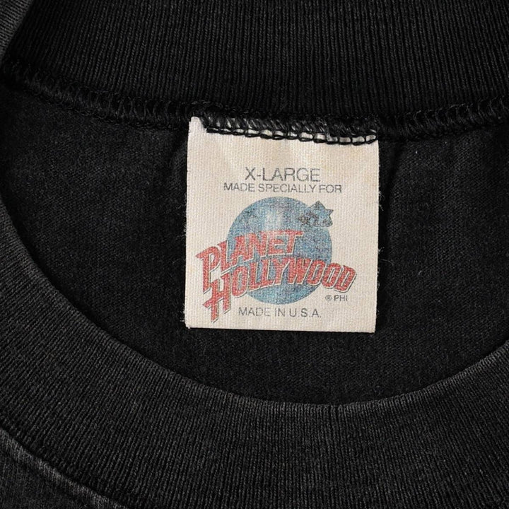 90'S PLANET HOLLYWOOD Advertising T-shirt Made in USA Men's XL Vintage cotton black type Vintage Second Hand