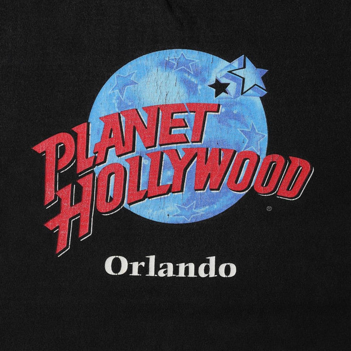 90'S PLANET HOLLYWOOD Advertising T-shirt Made in USA Men's XL Vintage cotton black type Vintage Second Hand
