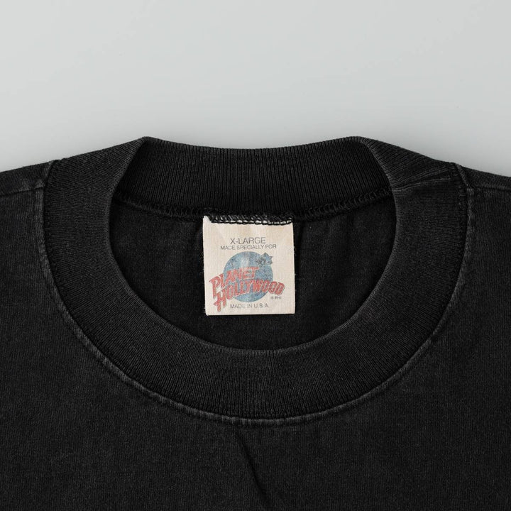 90'S PLANET HOLLYWOOD Advertising T-shirt Made in USA Men's XL Vintage cotton black type Vintage Second Hand