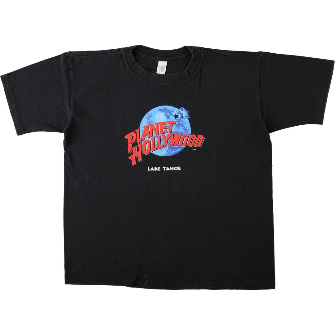 90'S PLANET HOLLYWOOD Advertising T-shirt, Made in USA, Men's L size, Vintage cotton black type Vintage Second Hand