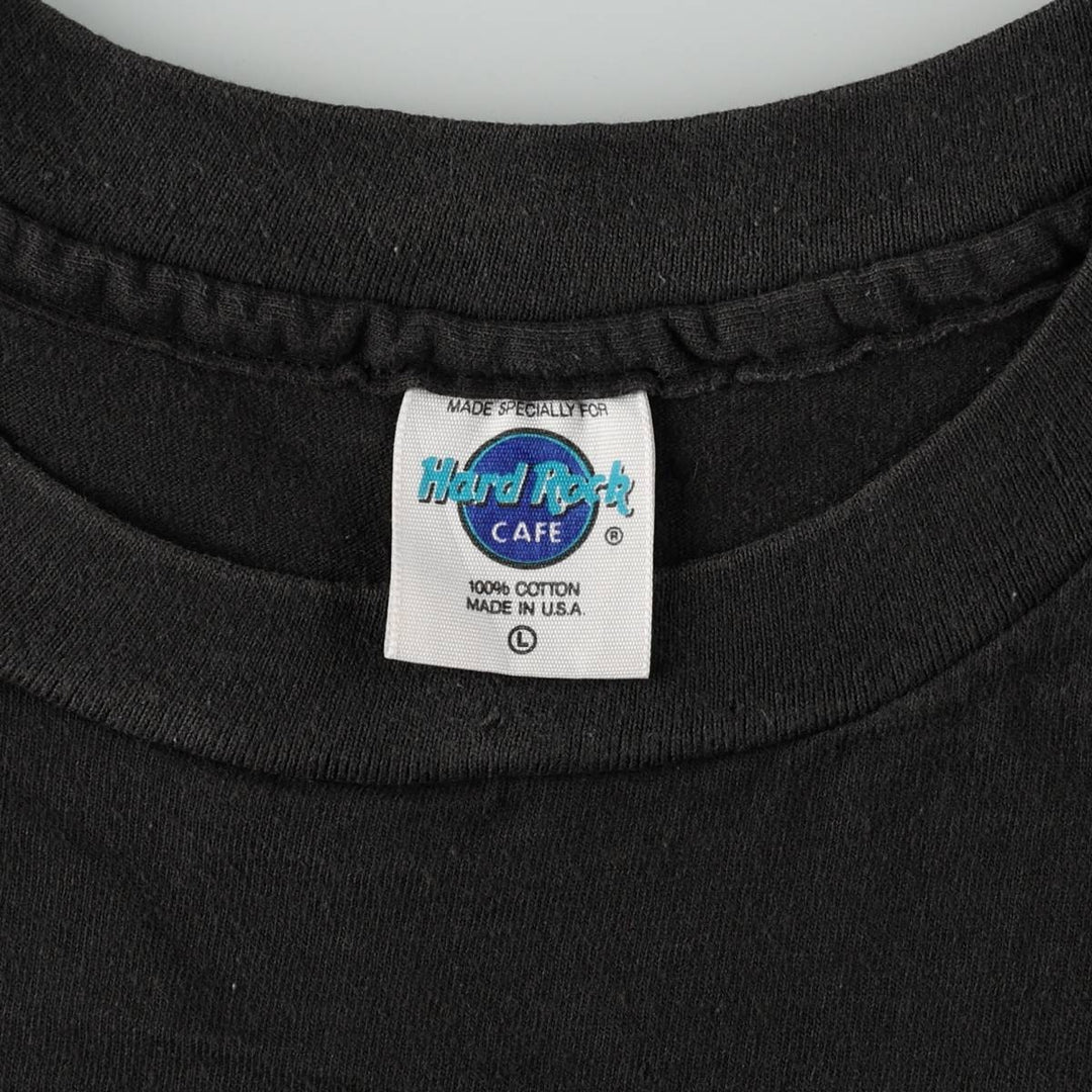 90'S Hard Rock Cafe Advertising T-Shirt, Made in USA, Men's Size L (approx.), Short Sleeve, Vintage, Single Stitch cotton black type Vintage Second Hand