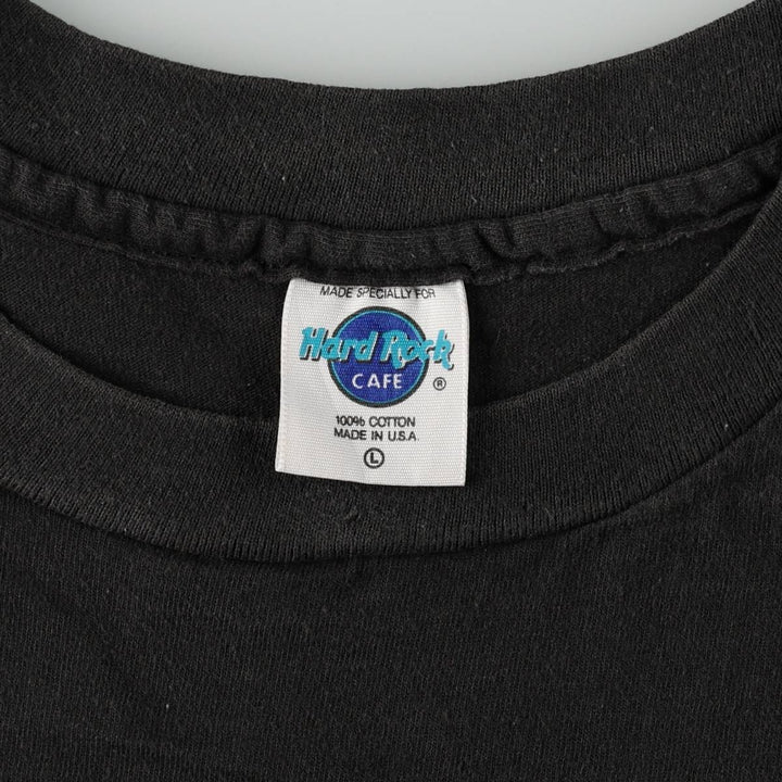 90'S Hard Rock Cafe Advertising T-Shirt, Made in USA, Men's Size L (approx.), Short Sleeve, Vintage, Single Stitch cotton black type Vintage Second Hand