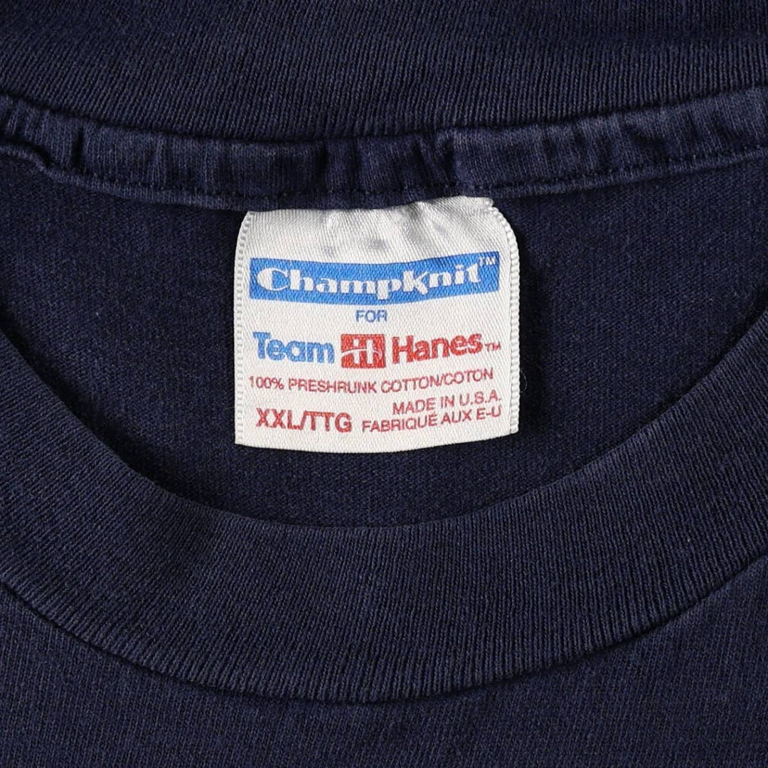 90'S Hanes ChampKnit Indiana Pacers sports print t-shirt, made in USA, men's size XXL equivalent, vintage. cotton navy blue type Vintage Second Hand