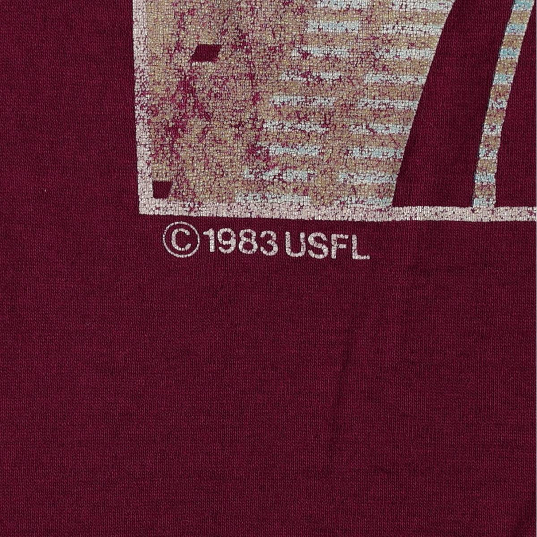 80'S Logo Seven Michigan Panthers Sports Print T-Shirt, Made in USA, Men's Size L (approx.), Vintage cotton wine-red Vintage Second Hand