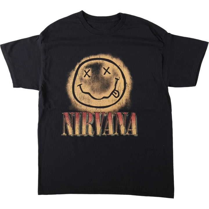 NIRVANA Nirvana Band T-shirt, Band T, Men's L size cotton black type Vintage Second Hand