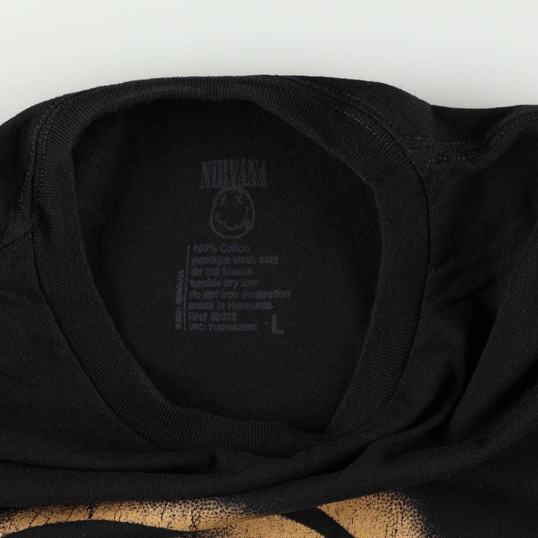 NIRVANA Nirvana Band T-shirt, Band T, Men's L size cotton black type Vintage Second Hand
