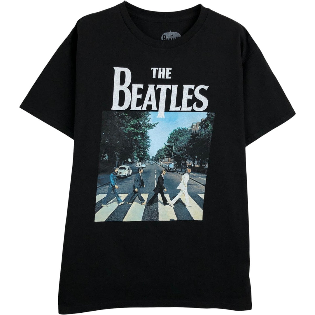 THE BEATLES Band T-shirt, Men's M size cotton black type Vintage Second Hand