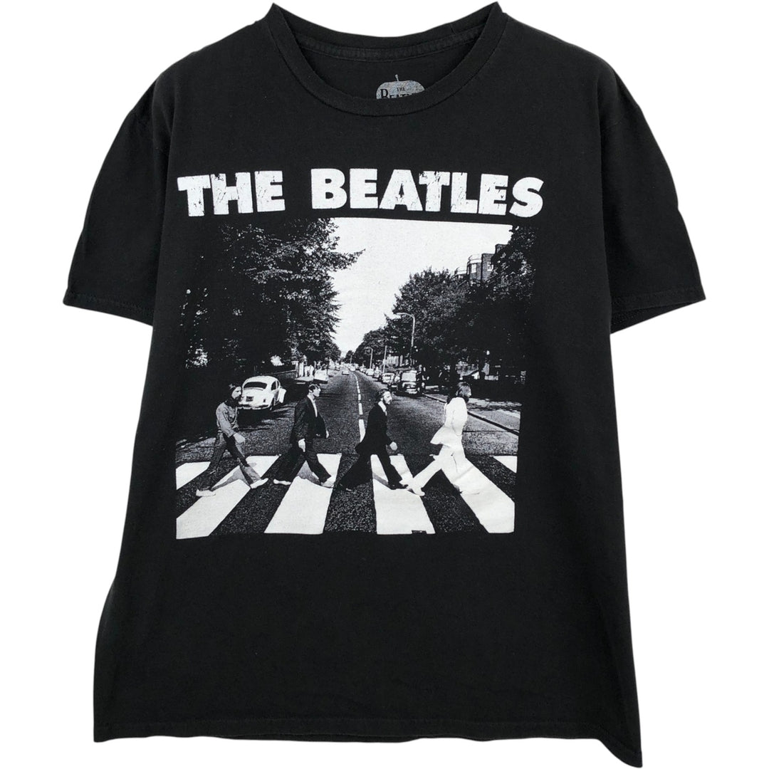THE BEATLES Band T-shirt, Men's L size cotton black type Vintage Second Hand