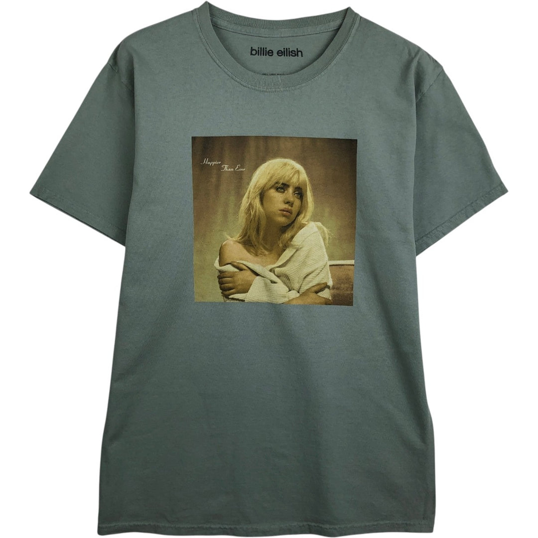 BILLIE EILISH Billie Eilish Band T-shirt Band T Men's M size cotton Blue type light blue Vintage Second Hand