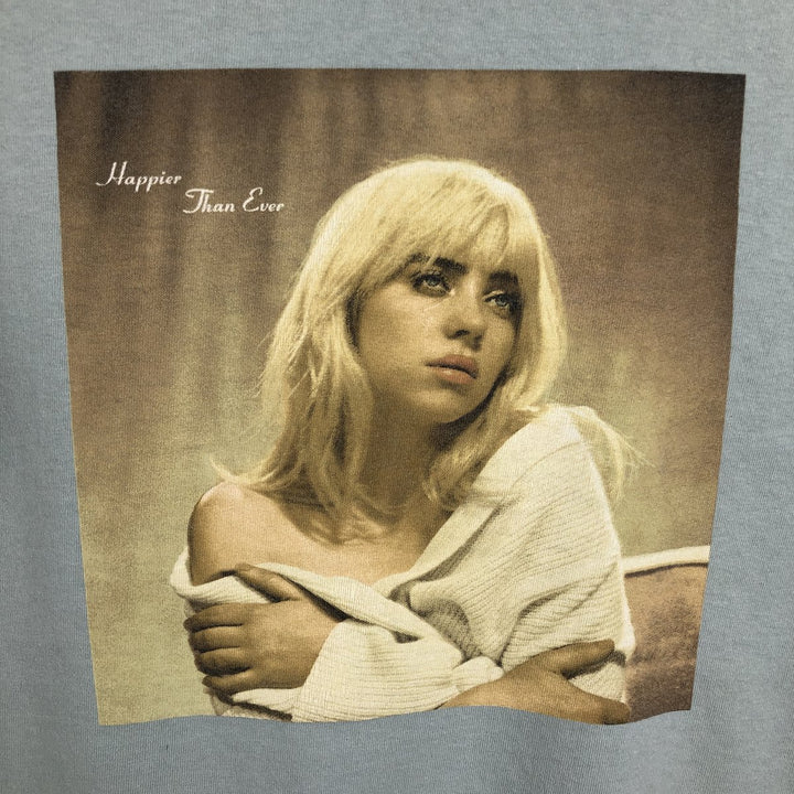 BILLIE EILISH Billie Eilish Band T-shirt Band T Men's M size cotton Blue type light blue Vintage Second Hand