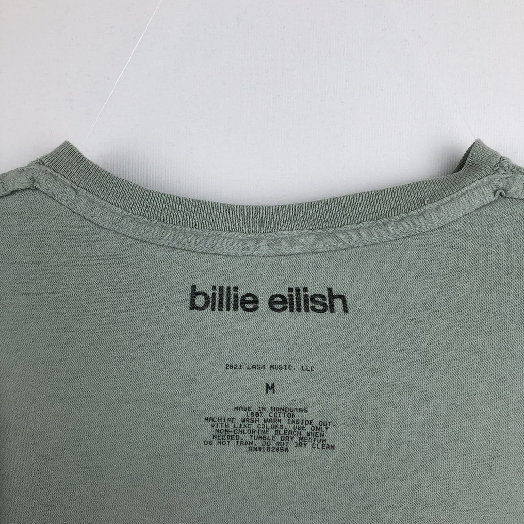 BILLIE EILISH Billie Eilish Band T-shirt Band T Men's M size cotton Blue type light blue Vintage Second Hand