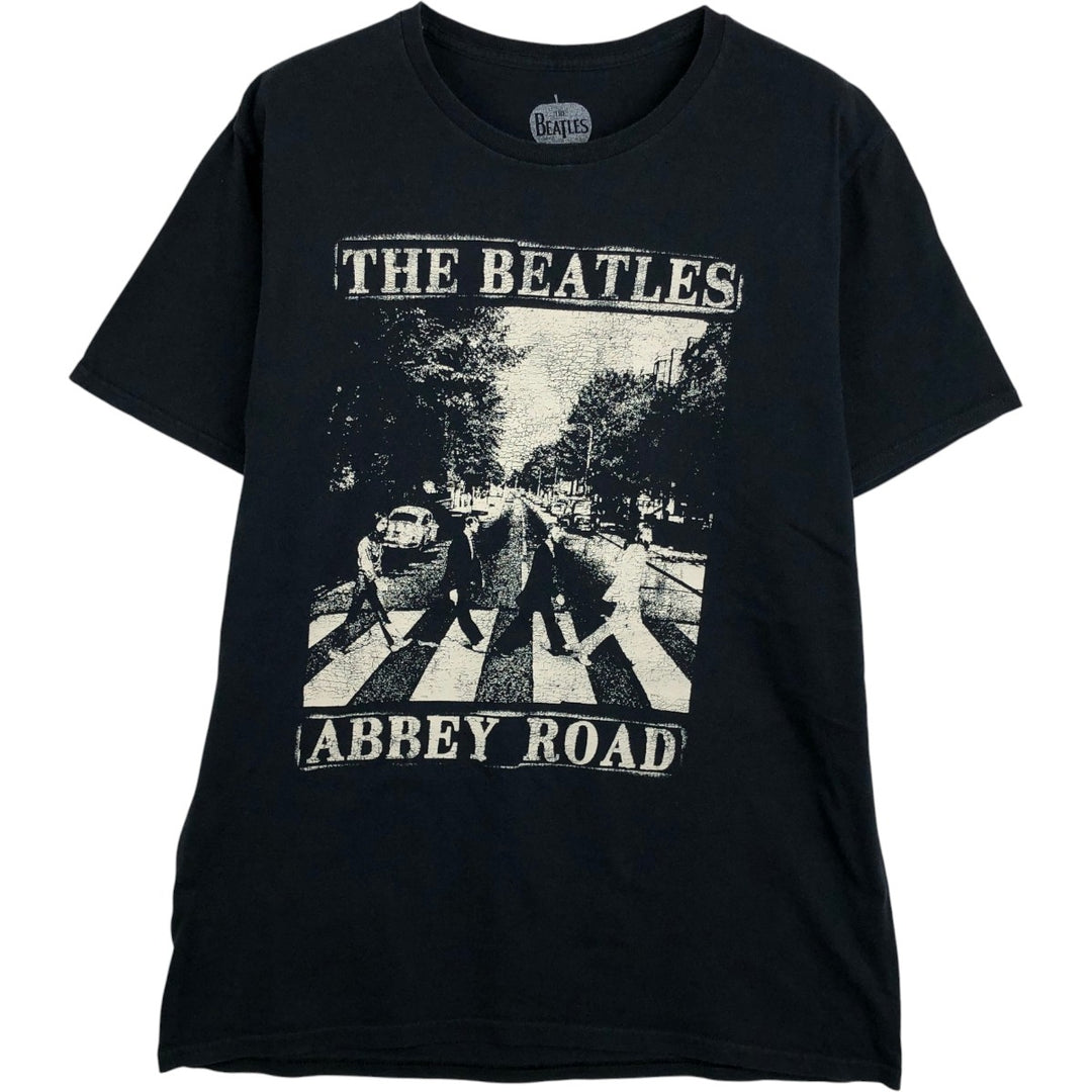 THE BEATLES Band T-shirt, Men's L size cotton black type Vintage Second Hand