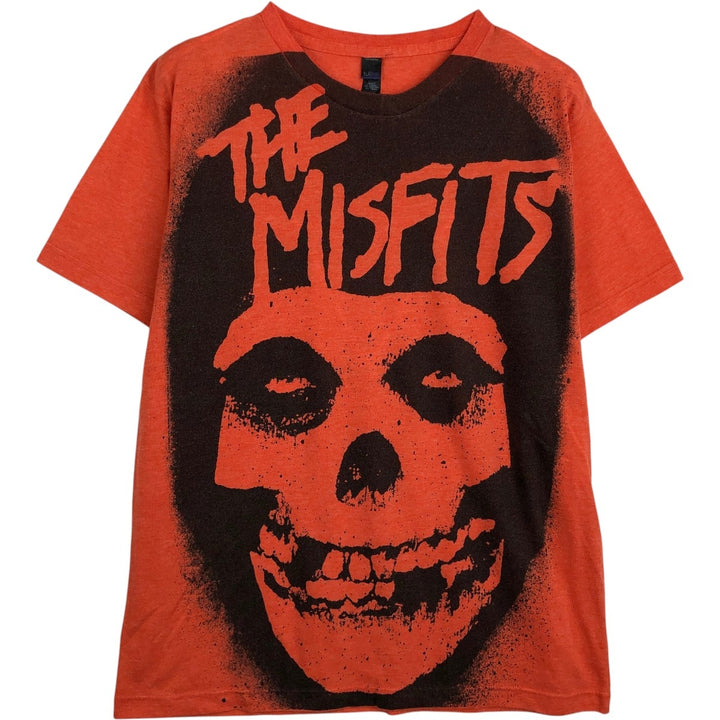 TULTEX MISFITS Skull Pattern Band T-Shirt (Men's Size L) cotton orange type Vintage Second Hand