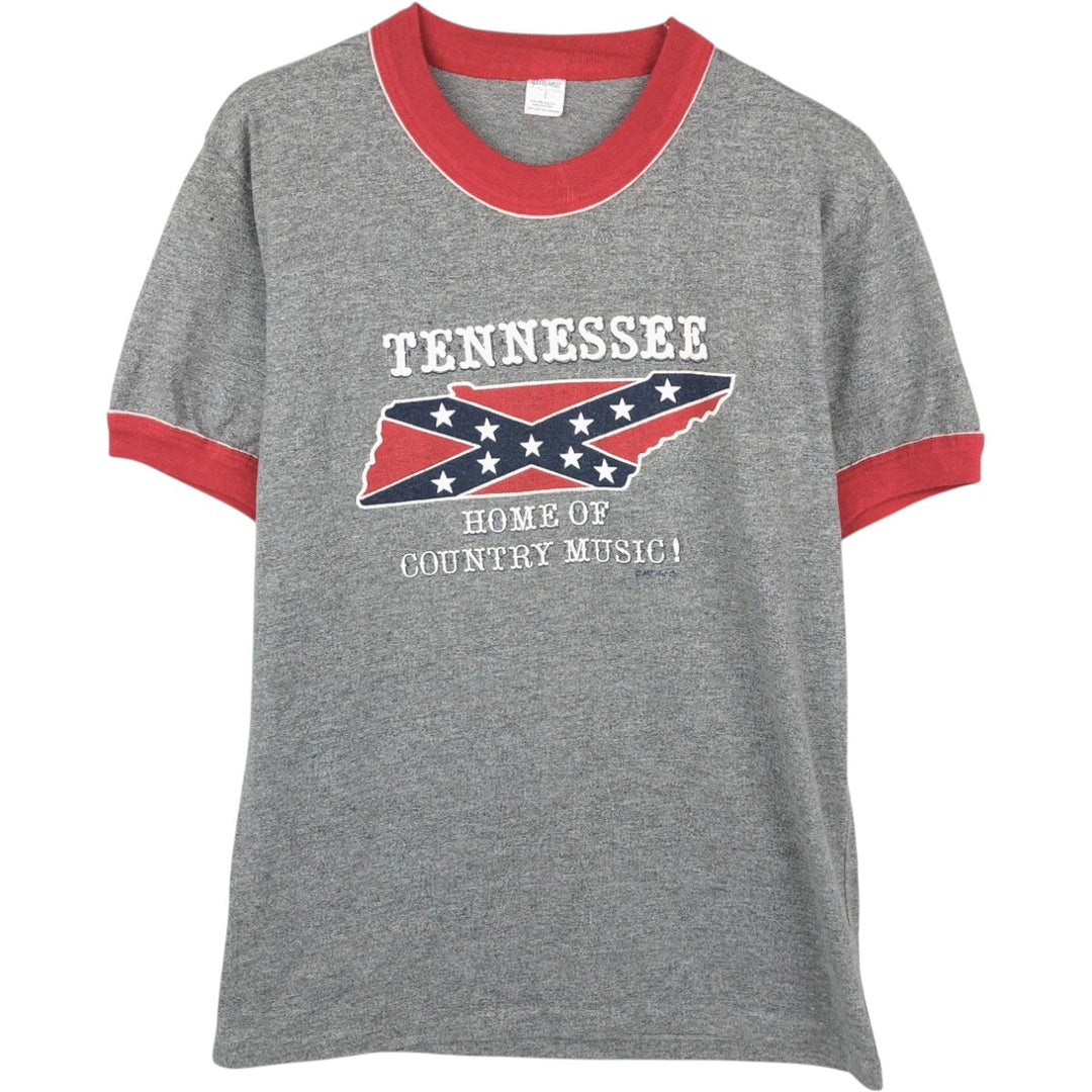 Sportswear Ringer T-Shirt, Made in USA, Men's Size L (approx.), Vintage polyester gray type Vintage Second Hand