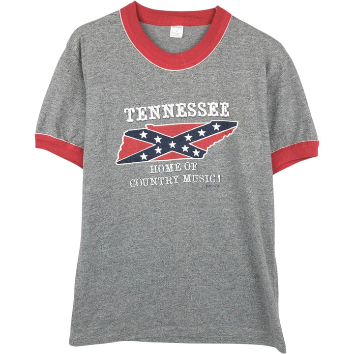 Sportswear Ringer T-Shirt, Made in USA, Men's Size L (approx.), Vintage polyester gray type Vintage Second Hand