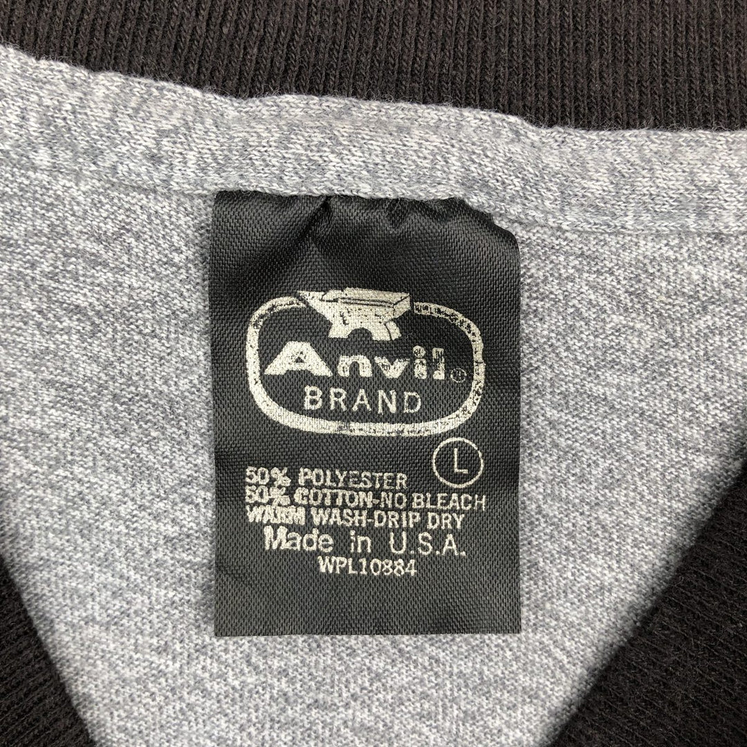 Anvil Donkey Print Ringer T-Shirt, Made in USA, Men's Size L polyester gray type Vintage Second Hand