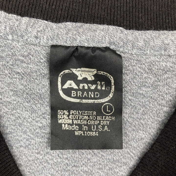 Anvil Donkey Print Ringer T-Shirt, Made in USA, Men's Size L polyester gray type Vintage Second Hand