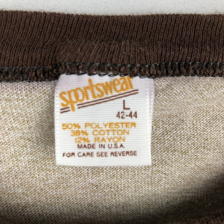 90'S Sportswear Ringer T-Shirt, Made in USA, Men's Size L (Equivalent), Vintage polyester brown type Vintage Second Hand