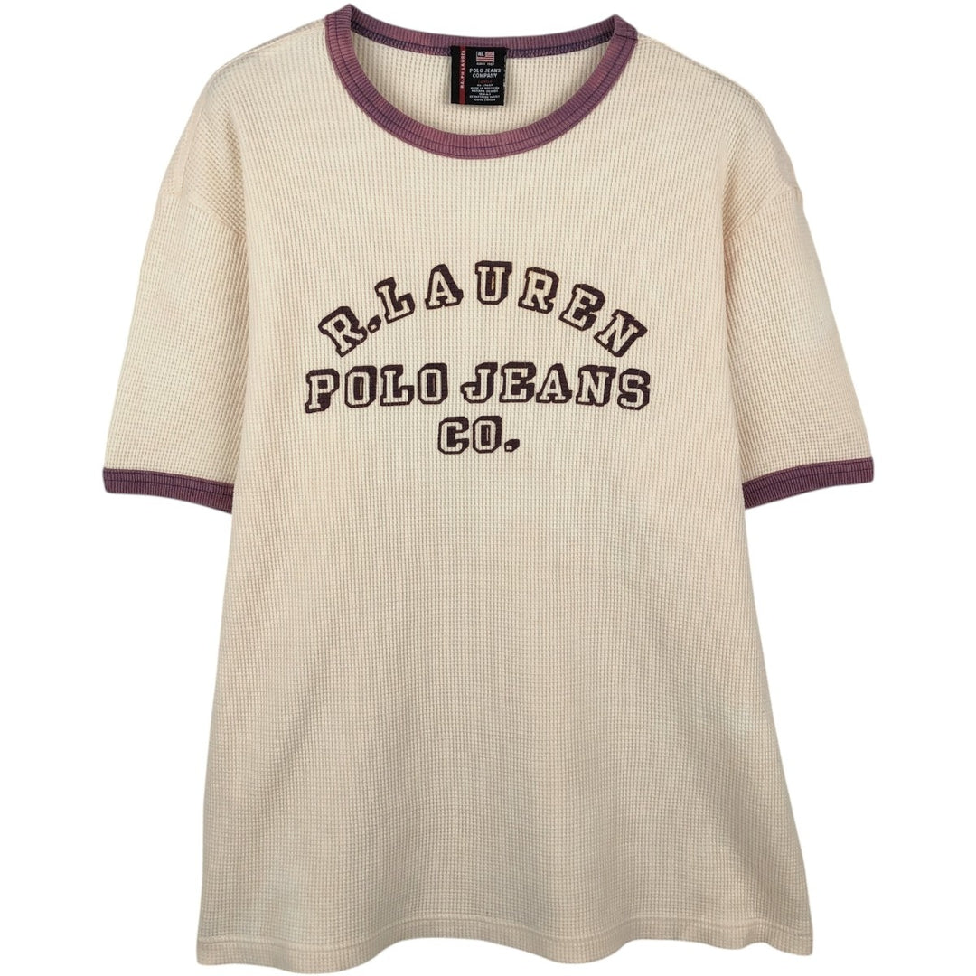 90'S Ralph Lauren POLO JEANS COMPANY Ringer T-shirt, Men's Size L (approx.), Vintage cotton pale white type Vintage Second Hand