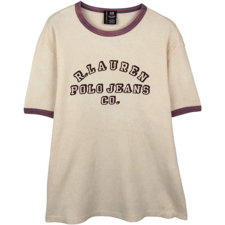 90'S Ralph Lauren POLO JEANS COMPANY Ringer T-shirt, Men's Size L (approx.), Vintage cotton pale white type Vintage Second Hand