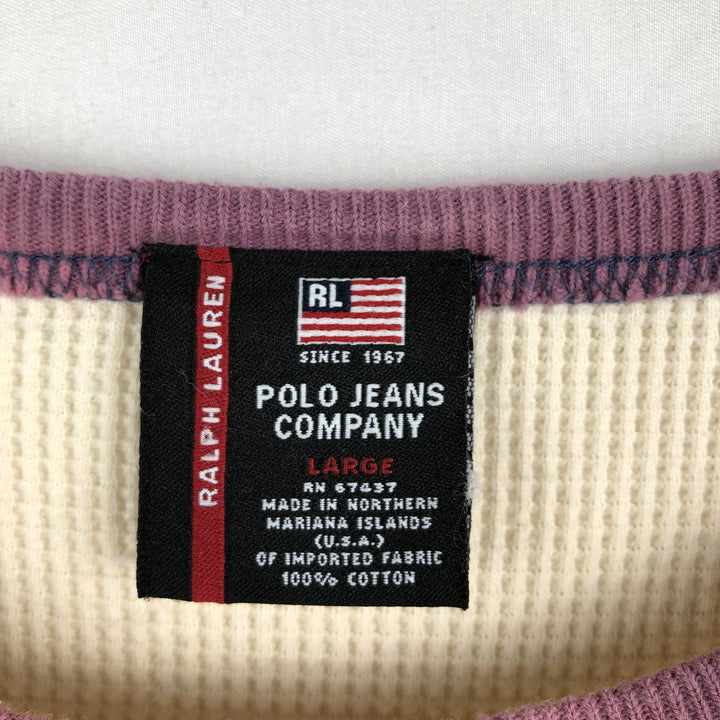 90'S Ralph Lauren POLO JEANS COMPANY Ringer T-shirt, Men's Size L (approx.), Vintage cotton pale white type Vintage Second Hand