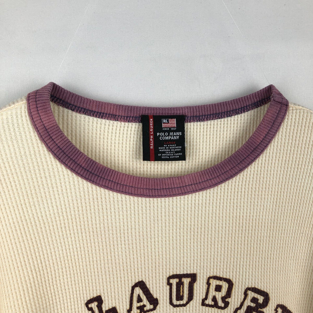90'S Ralph Lauren POLO JEANS COMPANY Ringer T-shirt, Men's Size L (approx.), Vintage cotton pale white type Vintage Second Hand