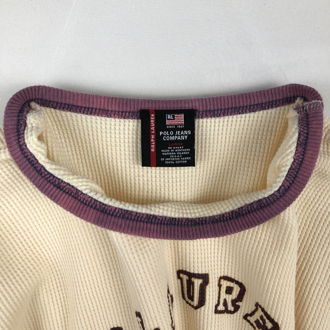90'S Ralph Lauren POLO JEANS COMPANY Ringer T-shirt, Men's Size L (approx.), Vintage cotton pale white type Vintage Second Hand