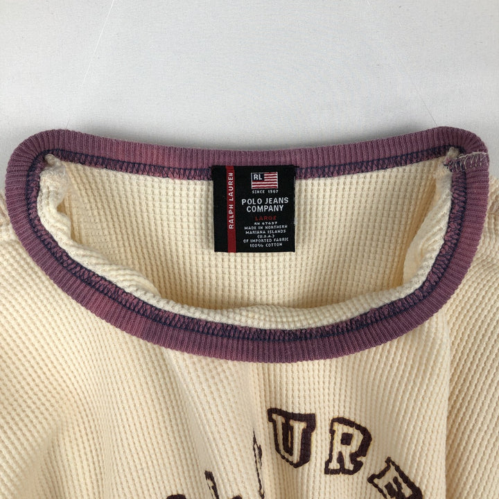 90'S Ralph Lauren POLO JEANS COMPANY Ringer T-shirt, Men's Size L (approx.), Vintage cotton pale white type Vintage Second Hand