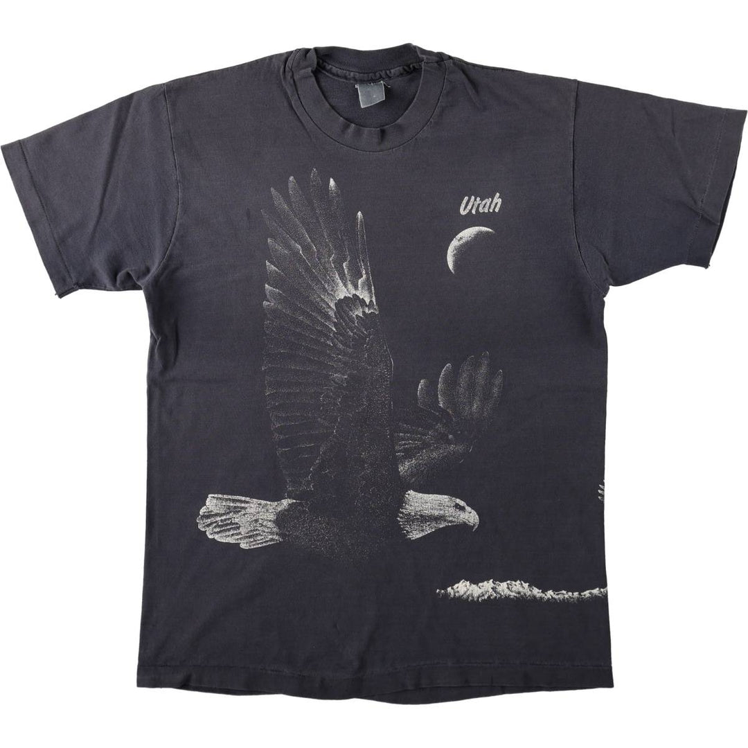 Vintage Eagle Pattern Animal T-shirt, Men's Size Small unclear black type Vintage Second Hand