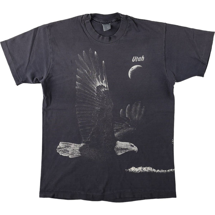 Vintage Eagle Pattern Animal T-shirt, Men's Size Small unclear black type Vintage Second Hand