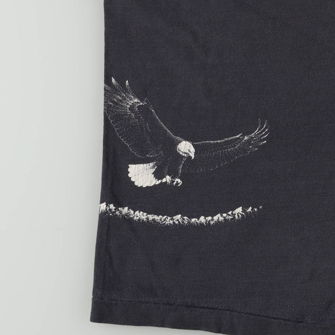 Vintage Eagle Pattern Animal T-shirt, Men's Size Small unclear black type Vintage Second Hand