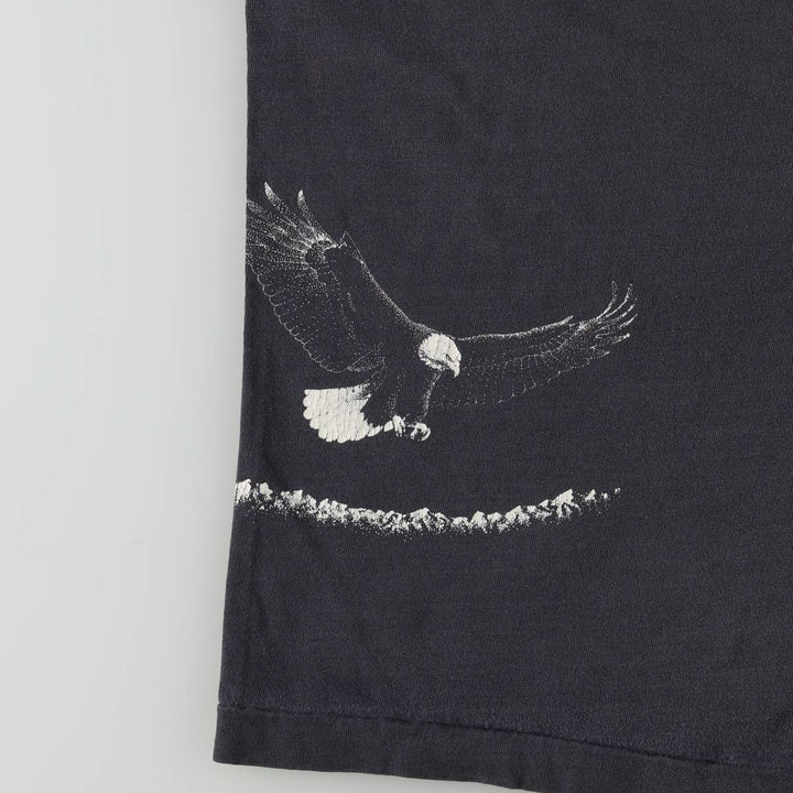 Vintage Eagle Pattern Animal T-shirt, Men's Size Small unclear black type Vintage Second Hand