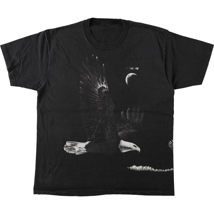 Eagle Pattern Animal T-Shirt, Men's Size L (Equivalent), Vintage unclear black type Vintage Second Hand