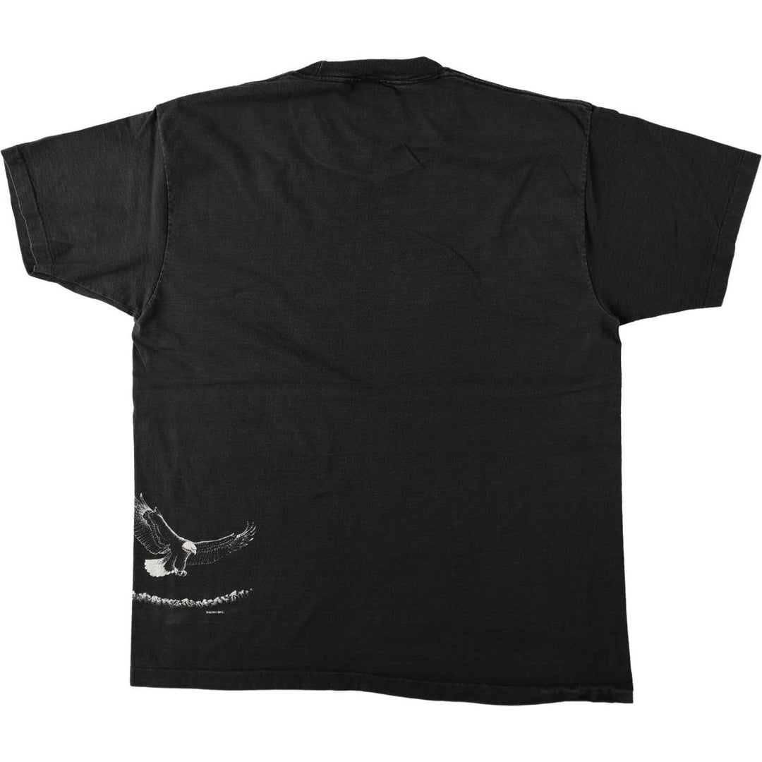 Eagle Pattern Animal T-Shirt, Men's Size L (Equivalent), Vintage unclear black type Vintage Second Hand
