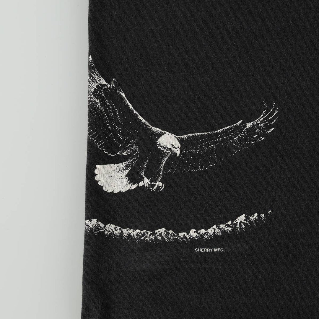 Eagle Pattern Animal T-Shirt, Men's Size L (Equivalent), Vintage unclear black type Vintage Second Hand