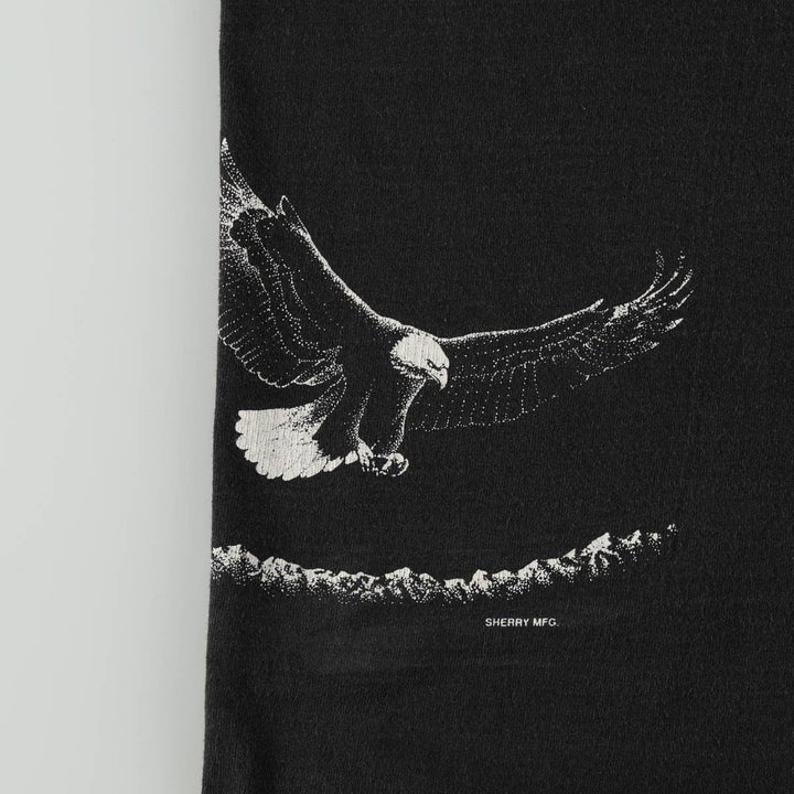 Eagle Pattern Animal T-Shirt, Men's Size L (Equivalent), Vintage unclear black type Vintage Second Hand