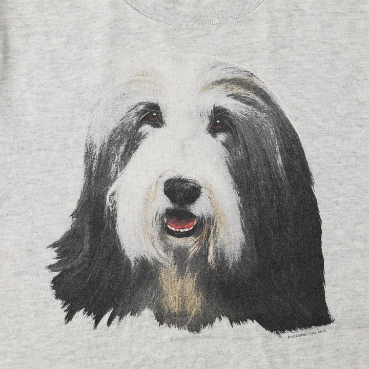 90'S Lasportswear Dog Print Animal T-Shirt, Made in USA, Men's Size M (Equivalent), Vintage cotton gray type Vintage Second Hand