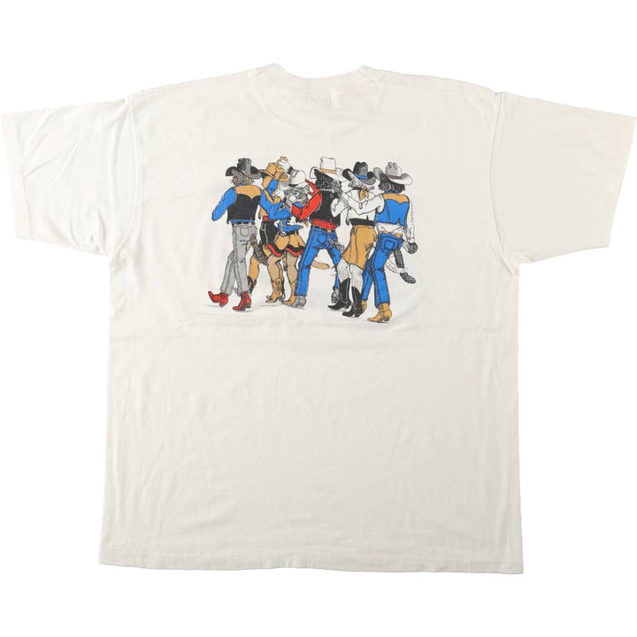 Cat Pattern Animal T-Shirt, Men's Size L (Equivalent), Vintage unclear white type Vintage Second Hand