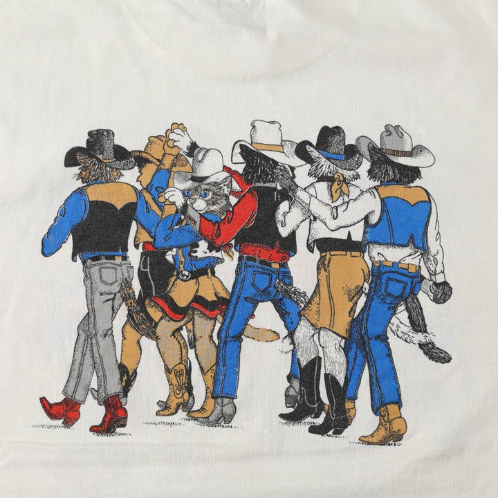 Cat Pattern Animal T-Shirt, Men's Size L (Equivalent), Vintage unclear white type Vintage Second Hand