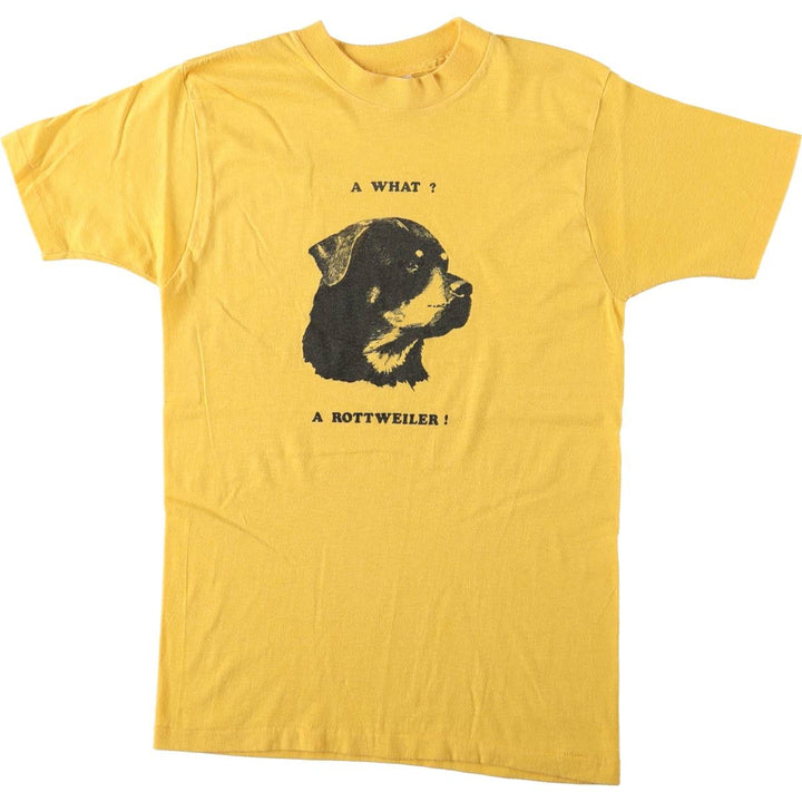 80'S BANTAM ROTTWEILER Rottweiler Dog Print Animal T-Shirt, Made in USA, Men's Size M (Equivalent), Vintage cotton yellow type Vintage Second Hand