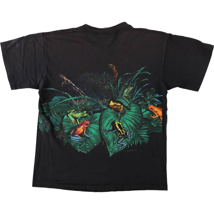 80s-90'S CAL CRU Animal T-shirt, Made in USA, Men's Size M (approx.), Vintage cotton black type Vintage Second Hand