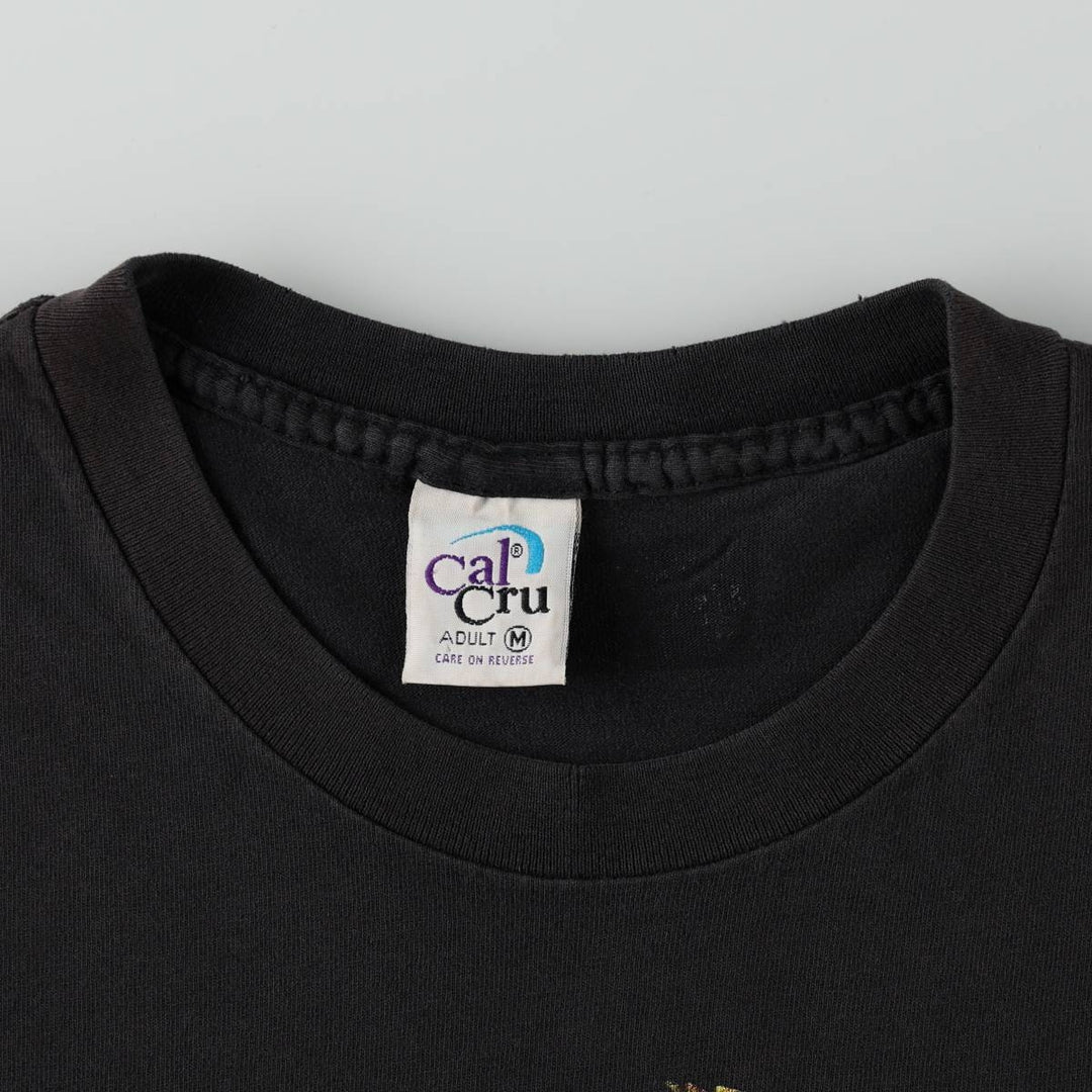 80s-90'S CAL CRU Animal T-shirt, Made in USA, Men's Size M (approx.), Vintage cotton black type Vintage Second Hand