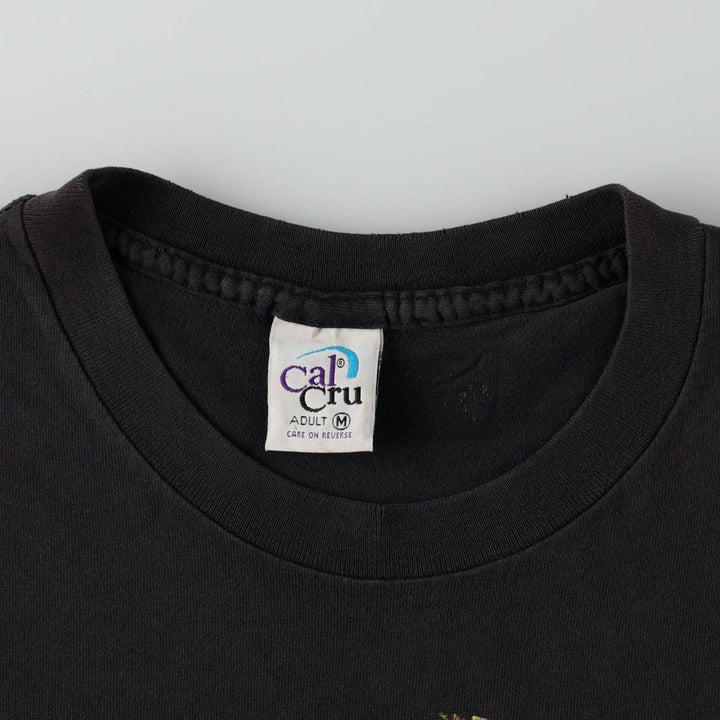 80s-90'S CAL CRU Animal T-shirt, Made in USA, Men's Size M (approx.), Vintage cotton black type Vintage Second Hand