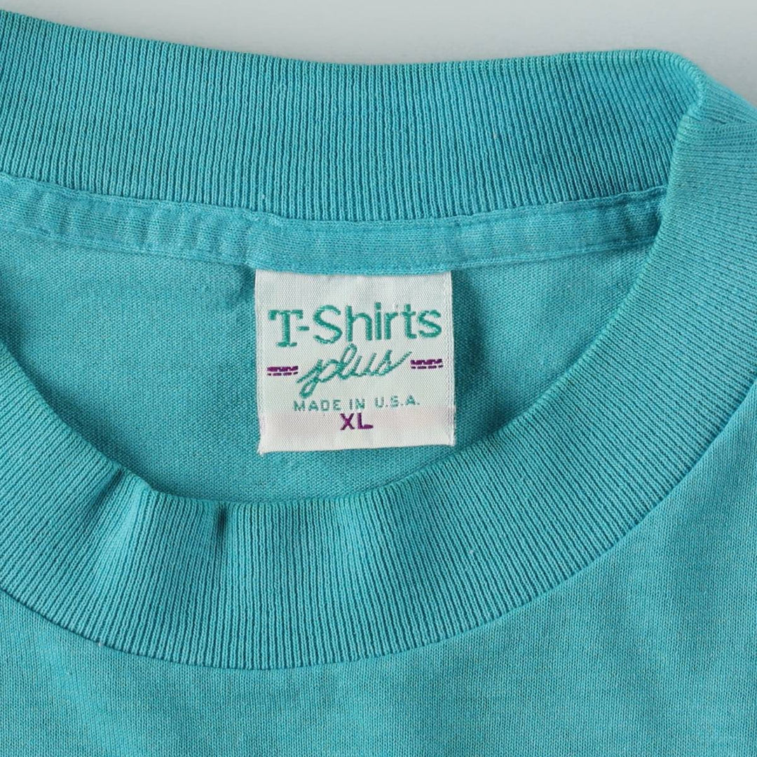 90'S T-Shirts Plus Fish Print Animal T-Shirt, Made in USA, Men's XL equivalent, Vintage cotton turquoise blue Vintage Second Hand