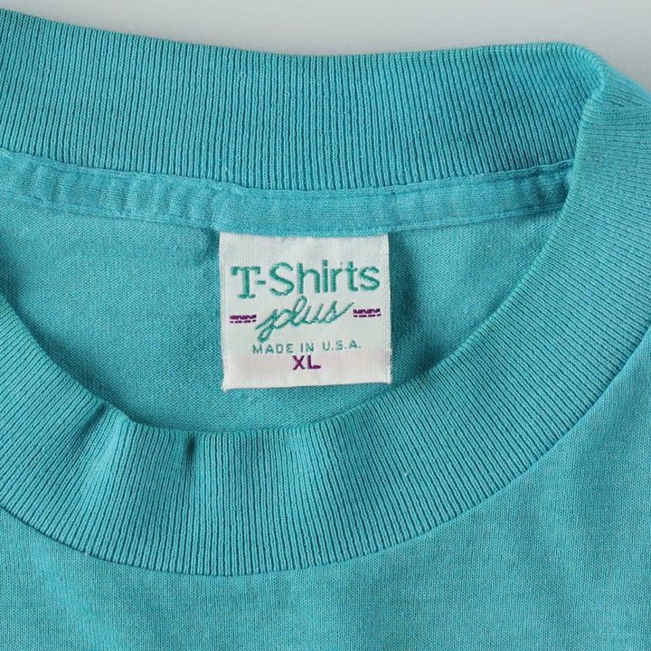 90'S T-Shirts Plus Fish Print Animal T-Shirt, Made in USA, Men's XL equivalent, Vintage cotton turquoise blue Vintage Second Hand