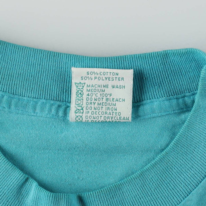 90'S T-Shirts Plus Fish Print Animal T-Shirt, Made in USA, Men's XL equivalent, Vintage cotton turquoise blue Vintage Second Hand