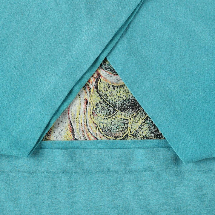 90'S T-Shirts Plus Fish Print Animal T-Shirt, Made in USA, Men's XL equivalent, Vintage cotton turquoise blue Vintage Second Hand